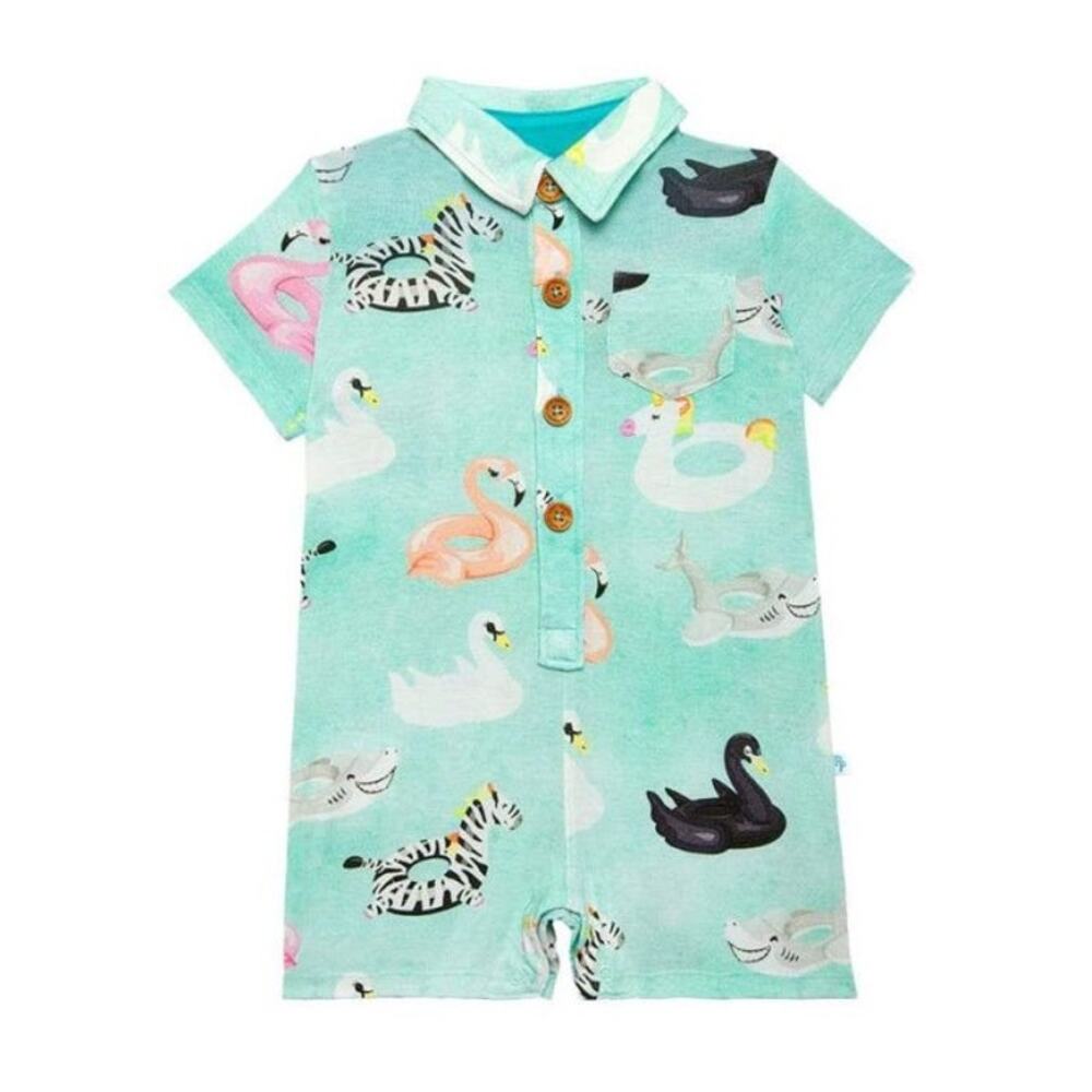 Posh Peanut Lenny Pool Float Henley Shortall 3-6M Bamboo
